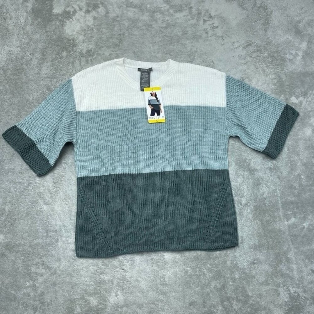 Matty M Colorblock Knit Crewneck Sweater Women’s Small a1588
